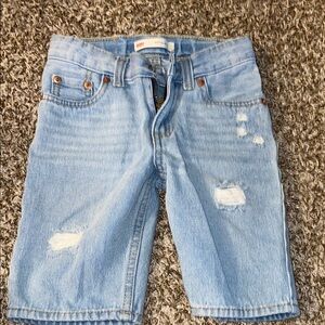 Levi's Sky Blue Ripped Denim Shorts
